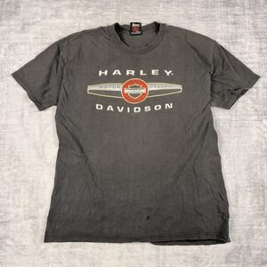 Harley Davidson Shirt Mens XL Gray Spellout Faded Biker Vtg 1997 Single Stitch